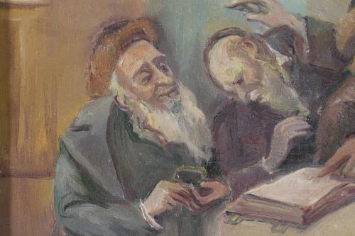 DAVID GARFINKIEL (1902-1970).  "TALMUDIC DISCUSSION".