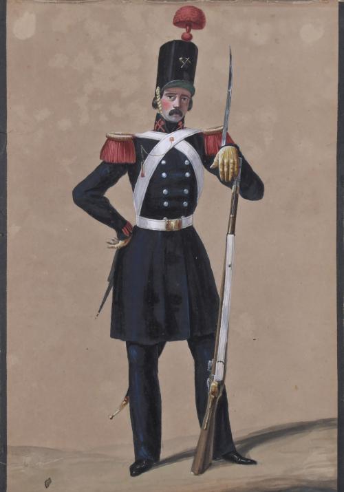 19TH CENTURY, SPANISH SCHOOL. "SPANISH LINE INFANTRY SOLDIER".