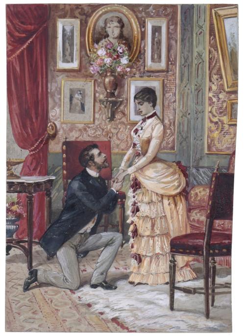 EUSEBI PLANAS Y FRANQUESA (1833-1897).  Pareja de acuarelas