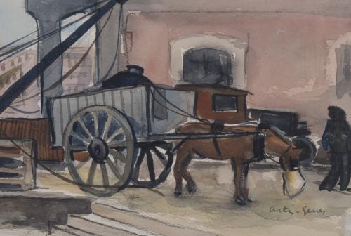 AVEL·LI ARTIS-GENER (1912-2000).  "CARRO DE CABALLO Y GRUAS