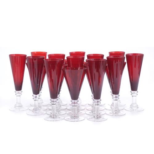 SET OF EIGHT WINE GLASSES AND TWELVE CHAMPAGNE GLASSES IN MURANO GLASS, 20TH CENTURY.