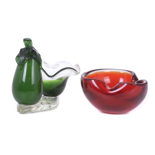 SET OF TWO MURANO GLASS ASHTRAYS, 20TH CENTURY.