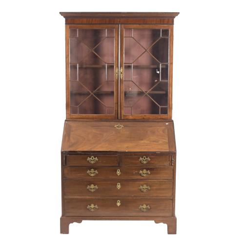 GEORGE II BOOKCASE BUREAU, 19TH CENTURY.