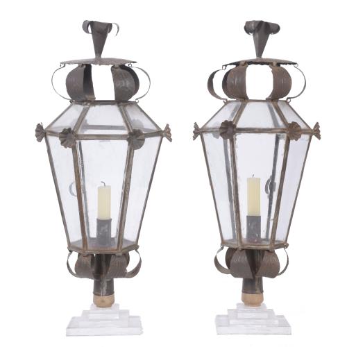 PAIR OF LANTERNS FOR CANDLES, EARLY 20TH CENTURY.