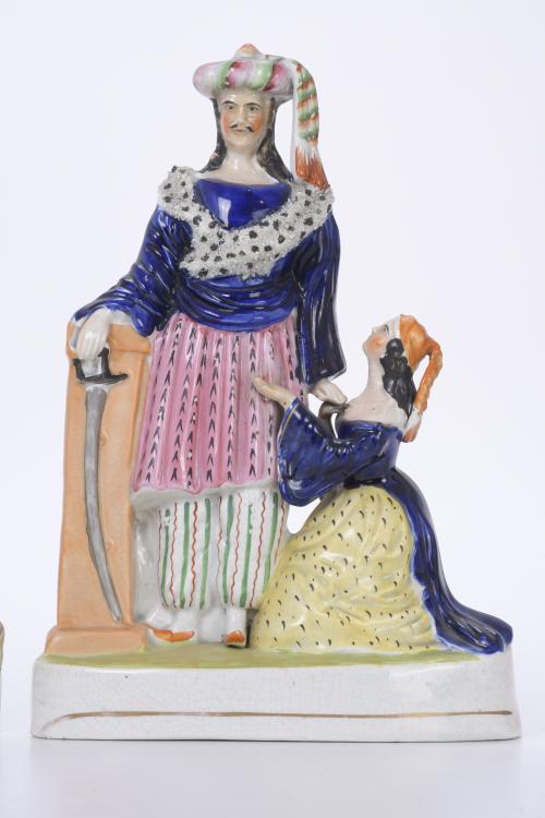 SET OF FIVE FIGURES IN ENGLISH STAFFORDSHIRE EARTHENWARE, S