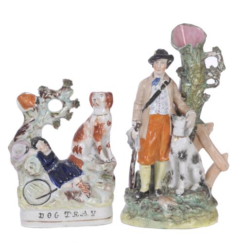 SET OF FIVE FIGURES IN ENGLISH STAFFORDSHIRE EARTHENWARE, S