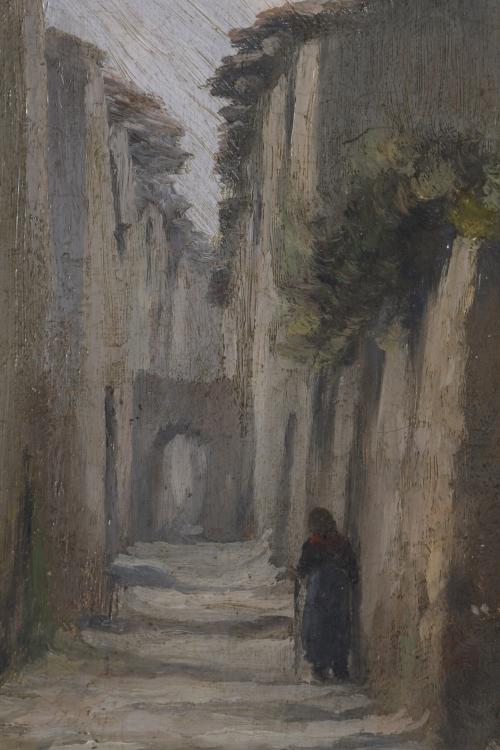 MODEST URGELL I INGLADA (1839-1919). "STREET WITH A FIGURE".