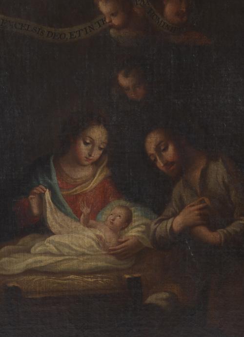 18TH CENTURY, SPANISH SCHOOL. "BIRTH OF CHRIST".