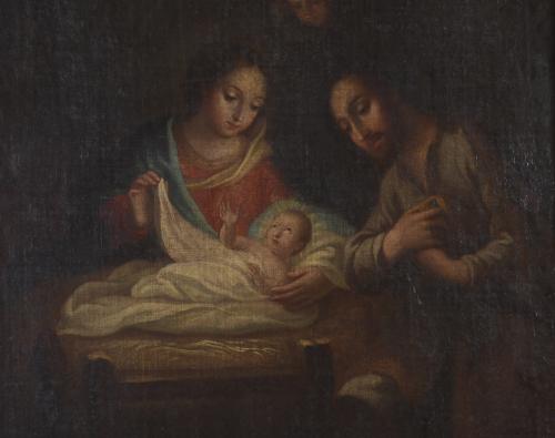 18TH CENTURY, SPANISH SCHOOL. "BIRTH OF CHRIST".