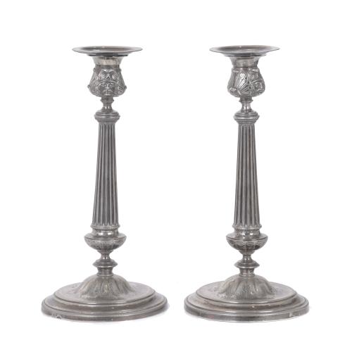 PAIR OF FERNANDINE BARCELONA SILVER CANDLESTICKS, CIRCA 183