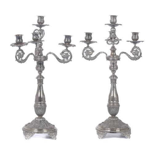 FERNANDINE BARCELONA SILVER CANDELABRA, 19TH CENTURY.