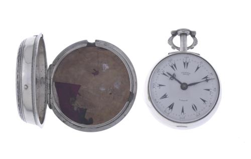 GEROGES PRIOR, SILVER POCKET WATCH.