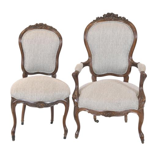 LOUIS XV STYLE CHAIRS SET, 19TH CENTURY.