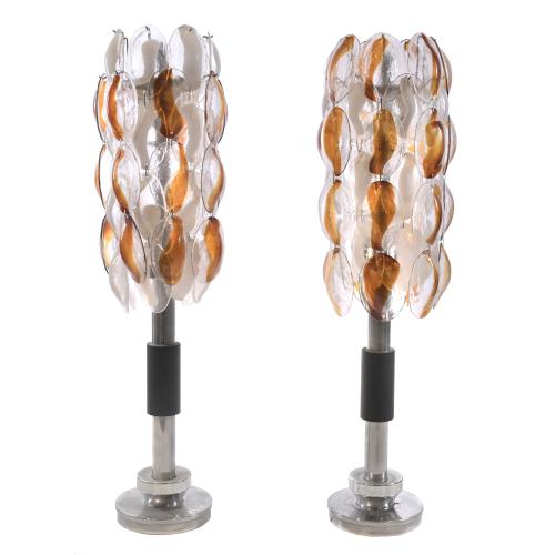 ATTR. TO MAZZEGA. PAIR OF MURANO GLASS FLOOR LAMPS, CIRCA 1960.