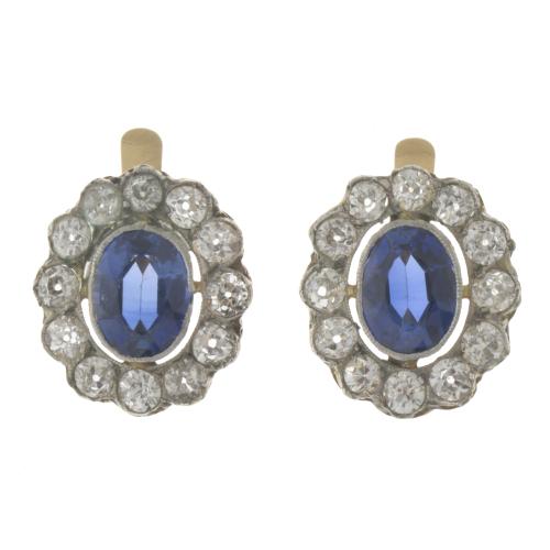 ROSETTE EARRINGS WITH TOPAZES AND DIAMONDS