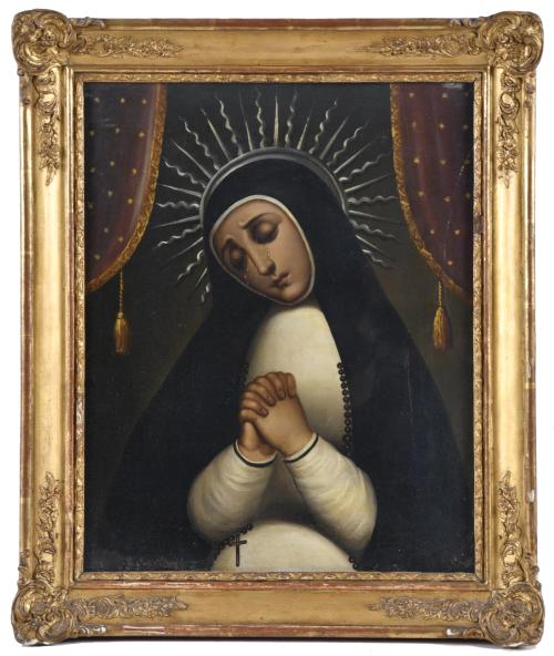 MANUEL SANTOS UCETA (19TH CENTURY). "Our Lady of Solitude".