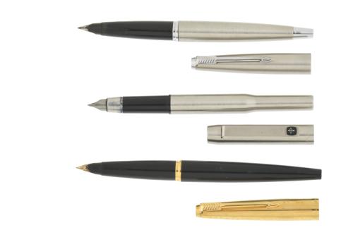 PARKER. Set of three fountain pens.