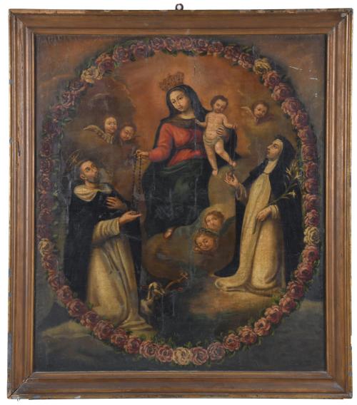 18TH CENTURY ANDALUSIAN SCHOOL. "Madonna handing a rosary t