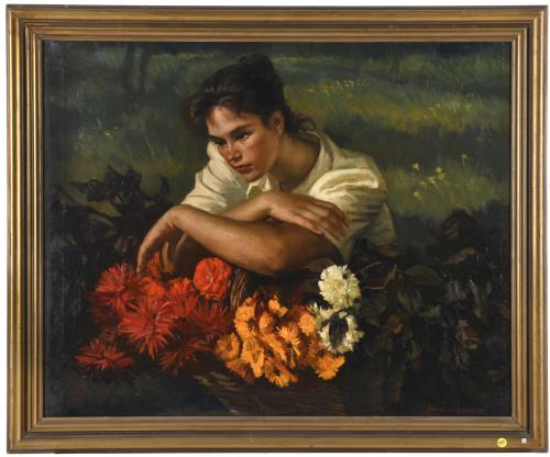 LLUÍS MUNTANÉ MUNS (1899-1987). "Girl with flowers".