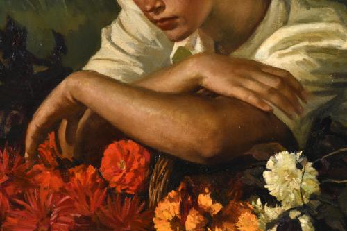 LLUÍS MUNTANÉ MUNS (1899-1987). "Girl with flowers".