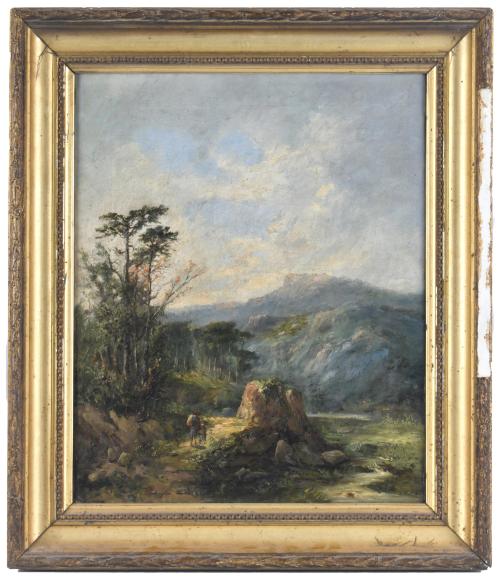 19TH CENTURY CATALAN SCHOOL. "Landscape with figure".