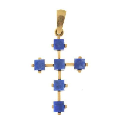 Lapis lazuli pendant cross.