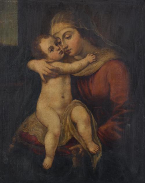 PROBABLY ITALIAN SCHOOL, 18TH CENTURY. "Madonna with Child".