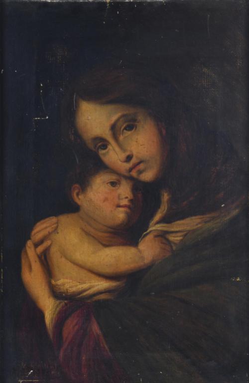 19TH CENTURY, SPANISH SCHOOL. "Madonna with Child", 1893.