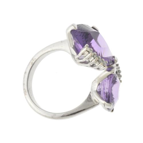 Ring with large amethysts and diamonds.