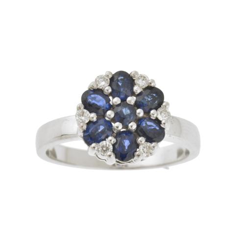 Sapphires and diamonds rosette ring.