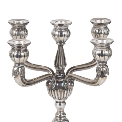 Pair of Elizabethan style candelabra, second half 20th cent