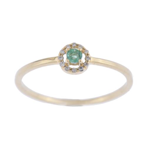 Emerald and diamonds rosette ring.