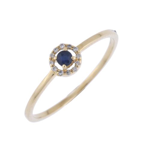 Rosette ring with sapphire and diamonds.