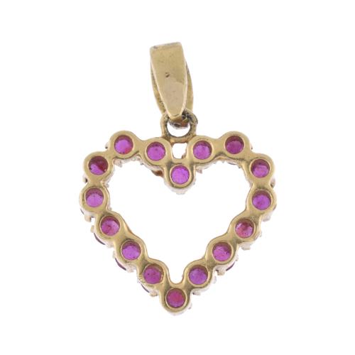 Heart-shaped pendant with rubies.