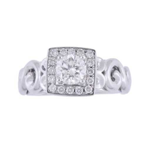 Square rosette ring with diamonds.