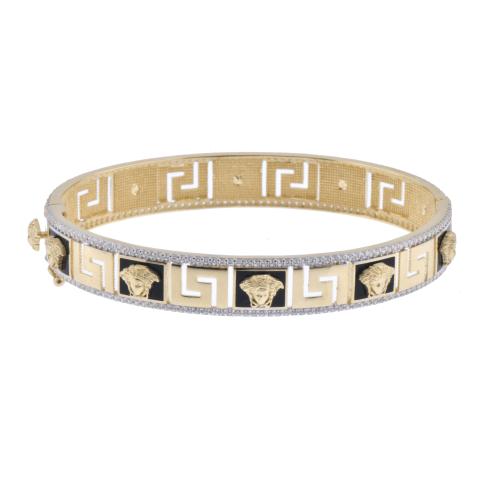 Ater VERSACHE models. Bracelet with medusa faces and fretwork.