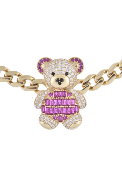 After MOSCHINO models. Necklace with bear pendant.