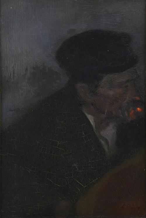 ESCUELA CATALANA, SIGLO XIX-XX. "Hombre fumando".