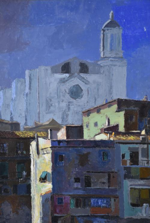 AGUSTI PERA PLANELLS (1908-?). "Vista de Girona", 1950.