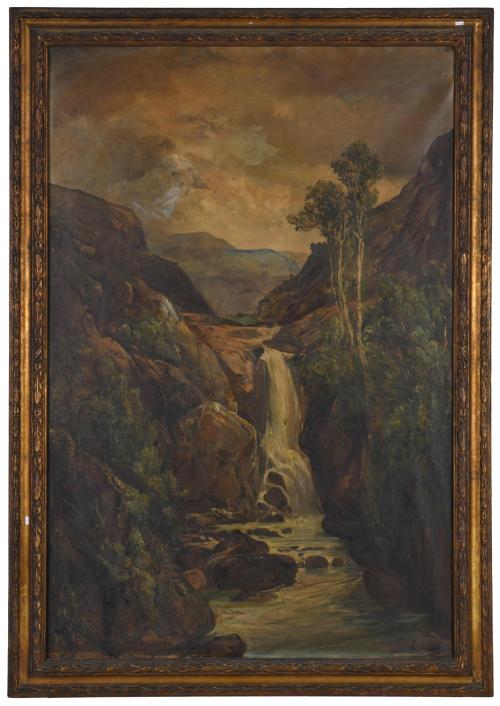 RICARDO MARTÍ AGUILÓ (1868-1936). "Paisaje con cascada". 