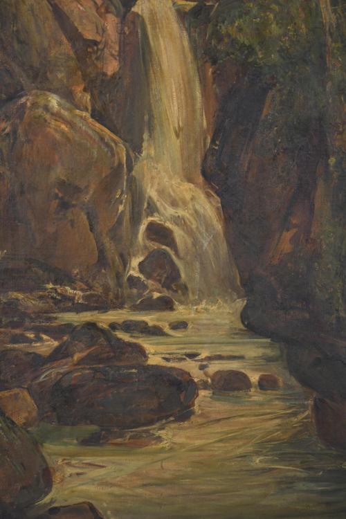 RICARDO MARTÍ AGUILÓ (1868-1936). "Paisaje con cascada". 