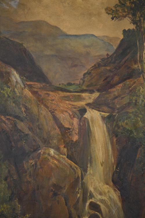 RICARDO MARTÍ AGUILÓ (1868-1936). "Paisaje con cascada". 