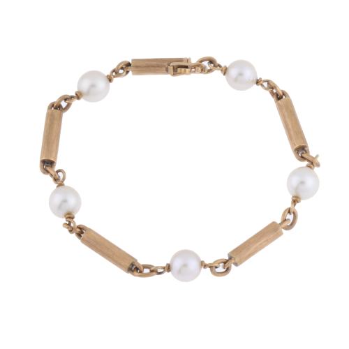 Pearls and gold bracelet.