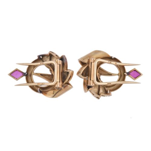 Two gold and rubies brooches, circa 1940