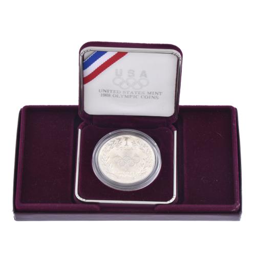 One dollar silver coin, commemorative of the Atlanta Olympics, 1988.