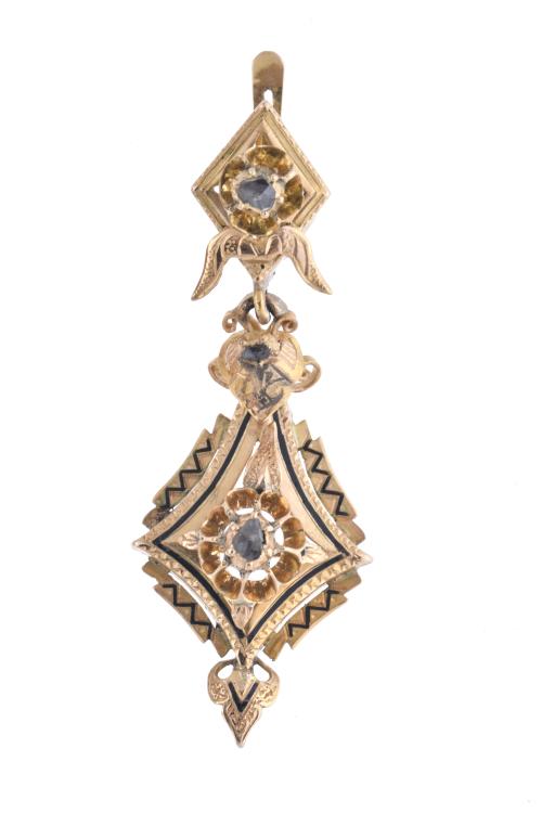 Alphonsine set of earrings and pendant, late 19th century.