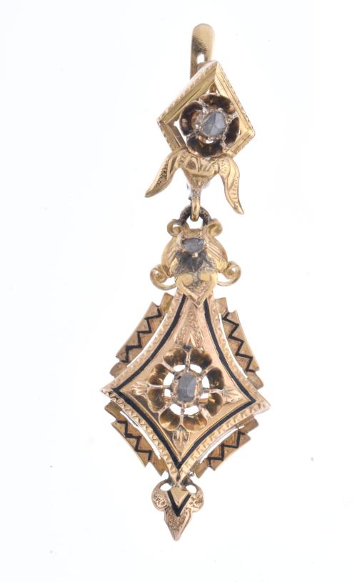 Alphonsine set of earrings and pendant, late 19th century.