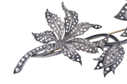 French Belle Epoque floral brooch with diamonds, late 19th 