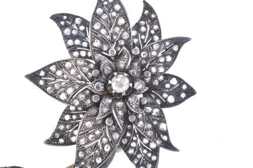 French Belle Epoque floral brooch with diamonds, late 19th 