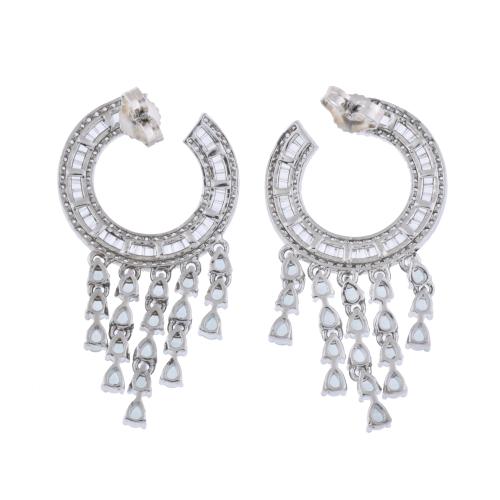 Hoop earrings with curtain.